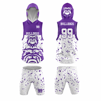 Ensemble d'uniformes de football 7v7 personnalisés sublimés sans manches à capuche, maillots et shorts d'entraînement d'équipe, vêtements de compression à motif éclaboussures de peinture