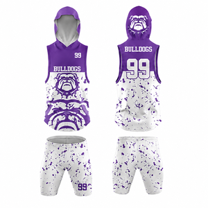 Conjunto de Uniforme de Fútbol 7v7 Personalizado Sublimado, Camiseta sin Mangas con Capucha, Pantalones Cortos, Diseño con Gráficos de Salpicaduras de Pintura, Ropa de Compresión para Entrenamiento de Equipo - Product Image 4
