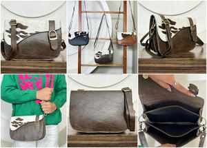 Sac bandoulière élégant en cuir de vachette véritable pour femme, motif tendance, collection 2026, idéal pour toutes les occasions - Product Image 3