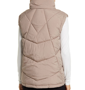 Chaleco Acolchado Beige sin Mangas para Mujer, con Cuello Alto y Cierre de Cremallera, Ropa de Abrigo Informal para Invierno - Product Image 2