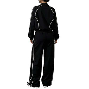 Custom <b>Women</b> Loose Fit Tracksuit Cropped Zip Windbreaker <b>Jacket</b> and Wide Leg Pant Streetwear Activewear <b>Lightweight</b> Tracksuit - Product Image 2