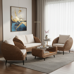 Luxury Modern Handwoven Rattan <b>Dining</b> <b>Armchair</b> Natural Outdoor Indoor Soft Cushion Premium Eco-Friendly UV-Resistant Living Room - Product Image 2
