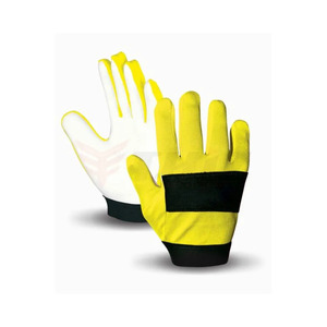 Gants de gardien de but de football unisexes, doigts entiers, jaune et noir, paume antidérapante en PU, fermeture à enfiler, usage sportif - Product Image 1