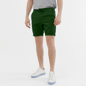 Pantalones Cortos Bermuda de Algodón Verde Oliva para Hombre, Cintura Media, Cordón Ajustable, Color Sólido, Tejido Transpirable - Product Image 3