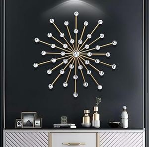 Modern Crystal <b>Wall</b> Art Decor Circular Abstract Geometric Metal Hanging Accent Piece - Product Image 1