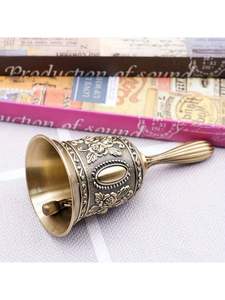 Hot Selling Solid Brass Call <b>Bell</b> with Wooden Handle Extra Loud Multi-Purpose Brass <b>Bell</b> for <b>School</b> Hotel/Villa Modern Design - Product Image 2