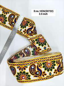 La dentelle Gamthi de qualité export garantit une couleur durable et des fils à broder résistants. - Product Image 4