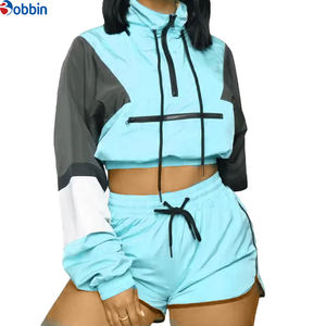 Ensemble court personnalisé pour femme, style streetwear, respirant, coupe-vent, grande taille, en nylon léger imprimé, pour le printemps et l'été - Product Image 1