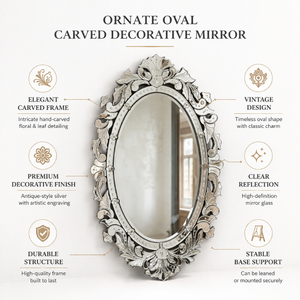 Miroir mural baroque vénitien élégant | Miroir décoratif en verre de style antique de luxe pour salon, chambre et décoration intérieure d'hôtel - Product Image 5