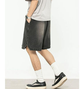 Pantalones Cortos de Mezclilla para Hombre, Estilo Vintage, Lavado Ácido, Corte Holgado, Pantalones Anchos, Shorts de Mezclilla Oversize - Product Image 3