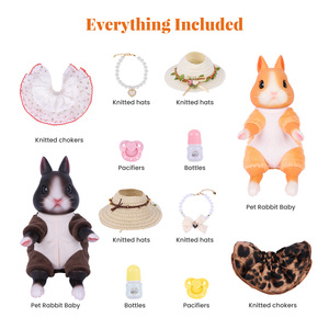 Babeside Mini Conejos <span class=keywords><strong>Reborn</strong></span> Gemelos de 8 Pulgadas, Conejo Negro y Conejo Amarillo, Set de Muñecos de Animales Realistas, Lindo Regalo Curativo - Product Image 6