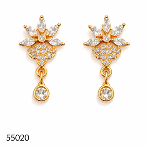 Pendientes de tuerca florales con incrustaciones de coral en tono dorado de MOLL JEWELLERS, de aleación de zinc, modernos, para fiestas nupciales, 55020 - Product Image 3