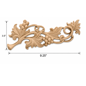 Applique décorative sculptée en bois massif motif vigne de raisin pour armoires de cuisine - Product Image 2