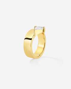 Anillo de Compromiso Personalizado con Diamante Cultivado en Laboratorio de Corte Trillón de 1.31 Quilates, Oro Sólido de 14K, Banda Ancha Tipo Cigarro, Anillo Solitario Minimalista - Product Image 3