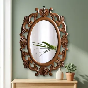 Wooden Carved Wall Mirror <b>Frame</b> Brown <b>Antique</b> Vintage Decorative Hanging <b>Frame</b> Without Mirror Glass - Product Image 6