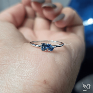 Blue Pear and Elongated Cushion Lab Grown Diamond Toi et Moi <b>Ring</b> <b>Two</b> <b>Stone</b> Engagement <b>Ring</b> Ready to Ship Elegant Bridal <b>Ring</b> - Product Image 4