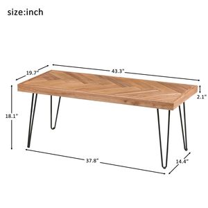 Tavolino da Cocktail Moderno con Motivo a Chevron e Gambe a Forcina in Metallo, Facile Montaggio, Finitura Grezza Naturale - Per Tè e Caffè - Product Image 4