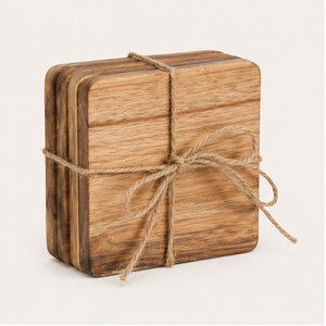 Handcrafted Square Wooden <b>Coasters</b> Set Premium Natural Walnut Wood <b>Drink</b> <b>Coaster</b> Eco-Friendly Heat-Resistant Table Pads On Sale - Product Image 5
