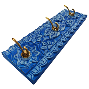 Smart Art Wood Carving Blue Washed Decorative Wood <b>Wall</b> <b>Key</b> <b>Hook</b> Modern Decor Hand Carve <b>Wall</b> Mounted <b>Key</b> Hanger Engineered Wood - Product Image 3