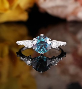 Bague Alexandrite en argent sterling 925 plaqué or, pierre précieuse changeante de couleur, bijoux de mariage vintage, cadeau pour femme - Product Image 4