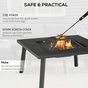 Tavolo da Esterno con Griglia a Legna da 34 Pollici, Protezione Antifiamma e Copertura Antipioggia per Cene all'Aperto - Product Image 5