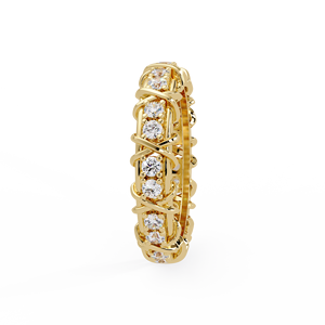Luxury <b>Cross</b> Stitch Design Eternity Band 14K Solid Gold Round Lab Grown Diamond <b>Rings</b> Bridal's Wedding <b>Rings</b> Engagement <b>Rings</b> - Product Image 5