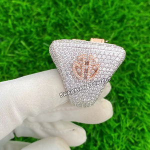 Men's Hiphop Style Rhodium Plated 925 Silver Custom <b>Initial</b> Letter Name Iced Moissanite Pave VVS Diamond Engagement Wedding <b>Ring</b> - Product Image 6