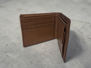 Brown Genuine Leather Short Open <b>Wallet</b> Slim Bifold Card <b>Holder</b> with Letter Decoration for Men Business Gift - Product Image 2