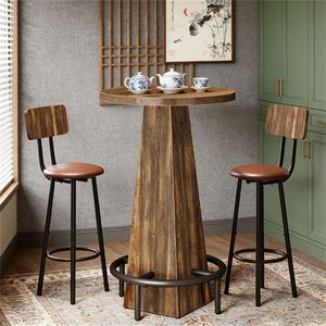 Tavolo da Bar Circolare a Altezza Bancone per Sala da Pranzo e Tavolino da Caffè - Product Image 4