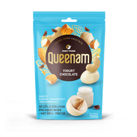 Expédition rapide professionnelle OEM/ODM Dragées HALAL 75G aux amandes, noix de cajou et noix de macadamia enrobées de chocolat au yaourt Queenam