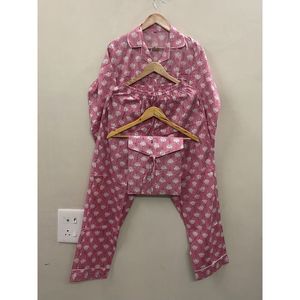 Ensemble de pyjama pour femmes en coton 100% avec imprimé étoiles, vêtements de nuit doux et respirants en tricot, taille élastique, deux pièces, vêtements de détente - Product Image 1