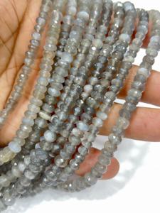 Cuentas de piedras preciosas para la elaboración de joyas, piedra lunar gris natural AAA, cuentas facetadas tipo rondel de 8 mm, hilo de 8 pulgadas. - Product Image 4