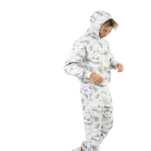 ชุดวอร์มลายพรางสีเทาพรีเมียมสำหรับผู้ชายรุ่นใหม่ปี 2026 ผลิตจากผ้าฝ้ายฟลีซ 100% ระบายอากาศได้ดี พร้อมปักโลโก้ตามสั่ง - Product Image 5