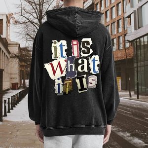 เสื้อฮู้ดลายกราฟิกสำหรับผู้ชาย เสื้อฮู้ดวินเทจ ตลก โอเวอร์ไซส์ It Is What It Is เสื้อฮู้ดสตรีทแวร์ เสื้อสเวตเชิ้ตมีฮู้ดแบบสวมหัว - Product Image 4
