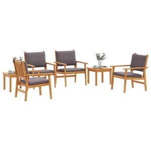 Juego de sofás de jardín de madera maciza de acacia marrón de 6 piezas - Product Image 3