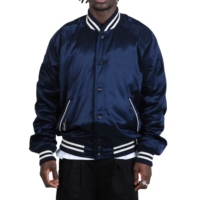 Veste universitaire en satin avec broderie universitaire, vente en gros, personnalisable, pour hommes, style baseball, vintage, satinée, pour le basketball