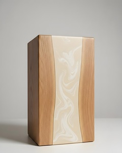 Pure White & Beige Resin Cremation Urn Modern Wood <b>Memorial</b> <b>Keepsake</b> Pure White & Sand Beige Resin Cremation Urn - Product Image 3