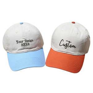 Casquette de baseball de luxe personnalisée en gros avec logo brodé de haute qualité, 5 panneaux, faible MOQ, visière incurvée, en coton bicolore - Product Image 3