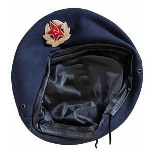 <b>Navy</b> Blue Wool Beret With Red Star Emblem For Men Formal Spring Autumn Wear Pure Wool Beret <b>Hat</b> Premium Quality Custom Logo - Product Image 2