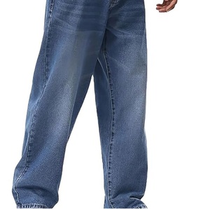 Pantalones Vaqueros Clásicos Transpirables para Hombre, de Corte Holgado, Pierna Ancha, Estilo Acampanado, Relaxed Fit, en Denim Azul Lavado a la Piedra - Product Image 4