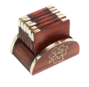 High Quality Wood Coaster Attractive Natural Coaster Elegant Tabletop Decoration Wood Coaster With Holder - Product Image 1