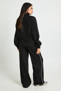 High Demand Custom Logo <b>Women</b> Half Zip Sweatshirt & Jogger Piping Detail Tracksuit Cotton Breathable Streetwear <b>Women</b> <b>Sweatsuits</b> - Product Image 2