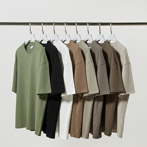 T-shirt Homme Oversize à Manches Courtes Col Rond 100% Coton Jersey Couleur Unie Coupe Boxy Décontractée - Product Image 6