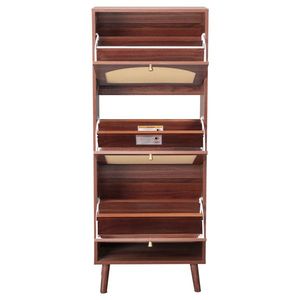 Mueble zapatero marrón de 3 cajones con cubierta de ratán 54*24*135 cm Aglomerado 54*24*135 cm Marrón - Product Image 3