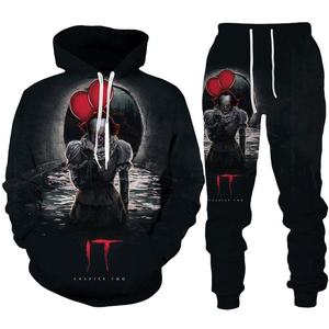 Conjunto Deportivo Unisex con Capucha de Pennywise de IT: Capítulo Dos, Manga Larga, Cordón Ajustable, Ropa Casual de Otoño, Corte Regular, Estampado Fotográfico - Product Image 1