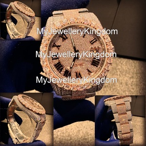 Montre mécanique de luxe pour homme avec bracelet en acier inoxydable et moissanite incrustée, cadran rond, résistance à l'eau 10 bars - Product Image 3