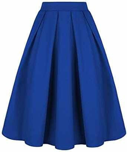 Falda Midi Plisada Azul Rey para Mujer, Corte en A, Cintura Regular, Color Sólido, Cómoda para Usar en Todas las Estaciones - Product Image 5