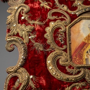 Custom Hand Made Embroidery <b>Banner</b> Red Velvet Processional <b>Banner</b> Hand Embroidered Gold Baroque Church <b>Banner</b> - Product Image 5