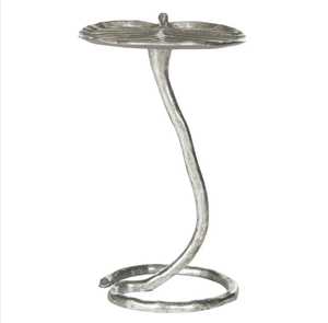 Mesa de centro de metal hecha a mano con base curva y tablero con diseño de hoja, estilo industrial, para sala de estar. - Product Image 1