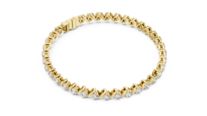 UNIQUE LAB GROWN CUT DIAMOND RHODIUM PLATED LUXURY CERTIFIED TENNIS BRACELET <b>SET</b> 18KT YELLOW GOLD DAILY OFFICE WEAR WEDDING - Product Image 2